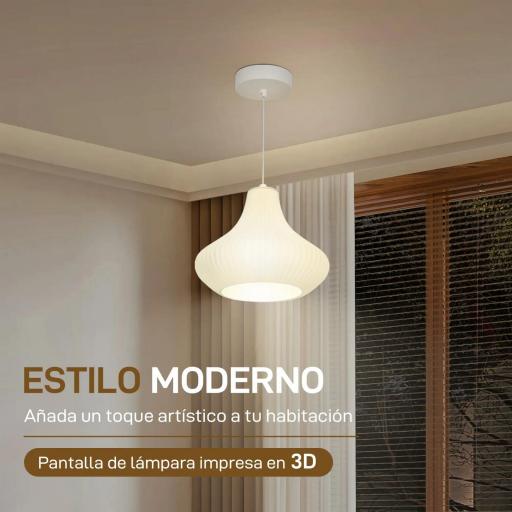 Lámpara de Techo LED Moderna Ø22x18 cm con Pantalla de Impresión 3D Luz Cálida de 3000K para Salón Dormitorio o Cocina [3]