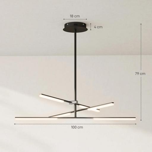 Lámpara de Techo LED Moderna Ø100x79 cm con Pantalla de Acrílico Ángulo de Luz Ajustable para Salón Dormitorio o Cocina [1]