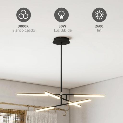 Lámpara de Techo LED Moderna Ø100x79 cm con Pantalla de Acrílico Ángulo de Luz Ajustable para Salón Dormitorio o Cocina [2]