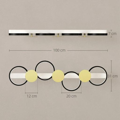 Lámpara de Techo Regulable con 4 Focos Mando a Distancia Modos de Escena 1500 lm 38 W 3000 K-6500 K Negro y Dorado [3]