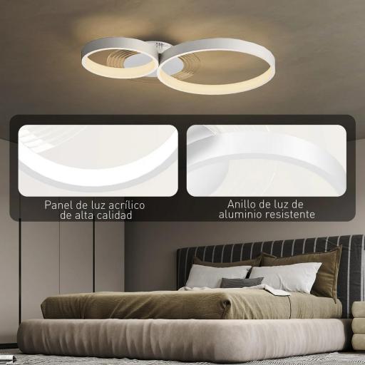 Lámpara de Techo LED 40W 3000 K/4000 K/6500 K para Dormitorio Salón Cocina Comedor Blanco [3]