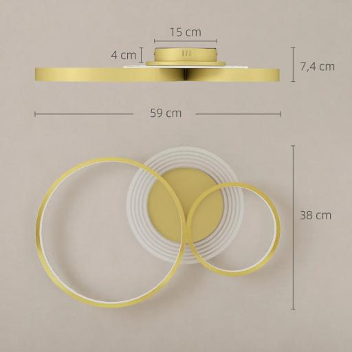 Lámpara de Techo LED 40W 3000 K/4000 K/6500 K para Dormitorio Salón Cocina Comedor Dorado [1]