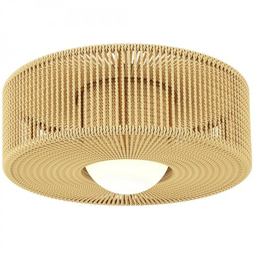 Lámpara de Techo LED Bohemio 20W 3000 K con Pantalla de Cuerda de Lino para Dormitorio Salón Cocina Comedor Marrón [8]