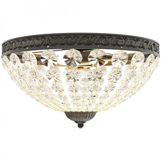 Lámpara de Techo de Cristal Vintage con 2 Casquillos E14 40W con 168 Cuentas de Cristal para Dormitorio Salón Negro [8]
