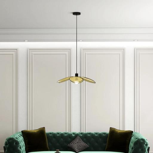 Lámpara Colgante Lámpara de Techo de Ratán Sintético Iluminación de Techo E27 con Cable Ajustable Ø68x115 cm Natural