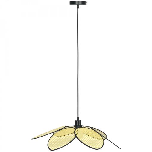 Lámpara Colgante Lámpara de Techo de Ratán Sintético Iluminación de Techo E27 con Cable Ajustable Ø68x115 cm Natural [8]