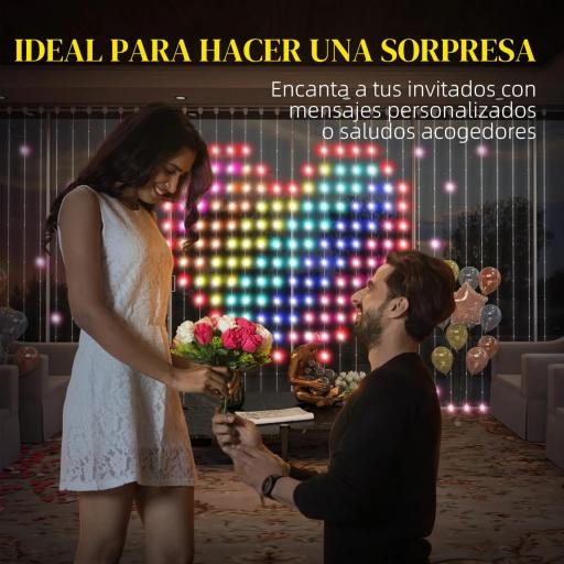 Cortina de Luces LED 3x3m Inteligente con Sincronización Musical Control Remoto y App Efectos y Colores Personalizables [5]