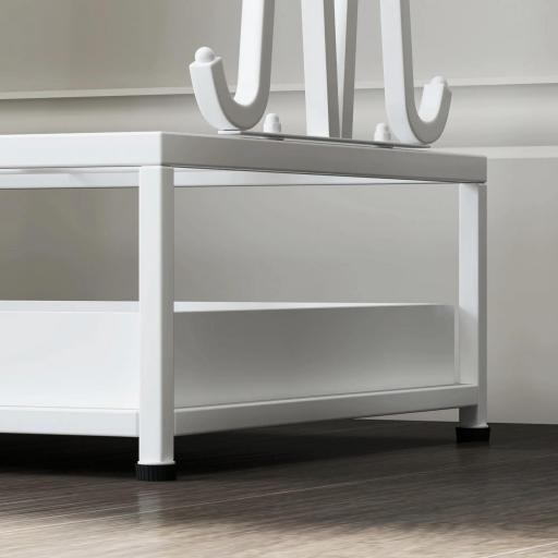 Paragüero Moderno de Acero con 21 Espacios y 24 Ganchos Bandeja Recogegotas Extraíble para Entrada 50x24x68 cm Blanco [2]