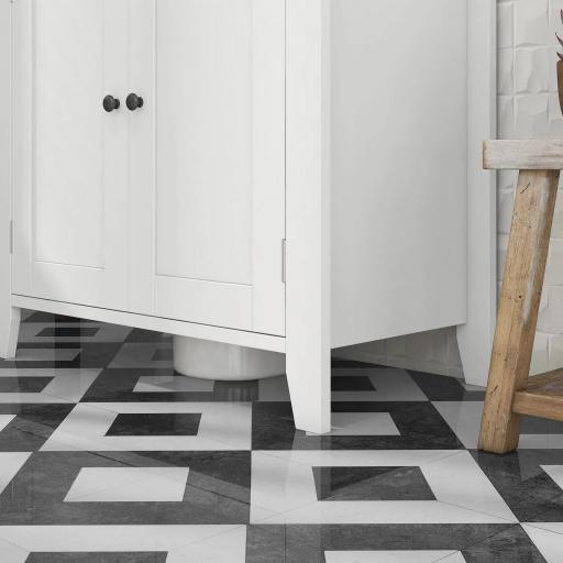 Mueble para Debajo del Lavabo Armario Bajo con 2 Puertas y Estante Ajustable Estilo Moderno 60x30x60 cm Blanco [7]