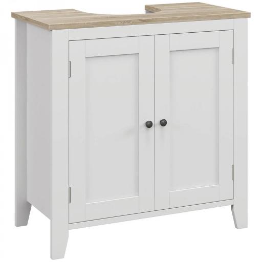 Mueble para Debajo del Lavabo Armario Bajo con 2 Puertas y Estante Ajustable Estilo Moderno 60x30x60 cm Blanco [9]