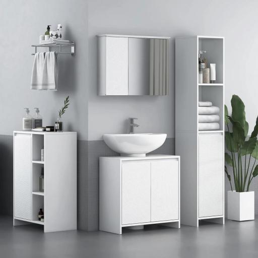 Mueble para Debajo del Lavabo Moderno con Estante Mueble Lavabo con Pie Anti-vuelco Carga 40 kg 60x30x60 cm Blanco