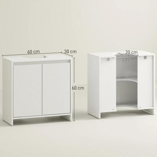 Mueble para Debajo del Lavabo Moderno con Estante Mueble Lavabo con Pie Anti-vuelco Carga 40 kg 60x30x60 cm Blanco [1]