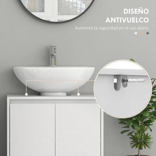 Mueble para Debajo del Lavabo Moderno con Estante Mueble Lavabo con Pie Anti-vuelco Carga 40 kg 60x30x60 cm Blanco [3]