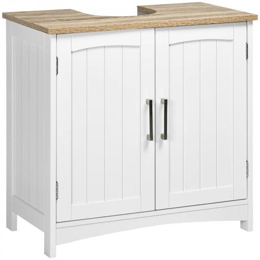Mueble para Debajo del Lavabo Armario de Suelo para Baño de Madera Estilo Moderno 60x30x60 cm Blanco [7]