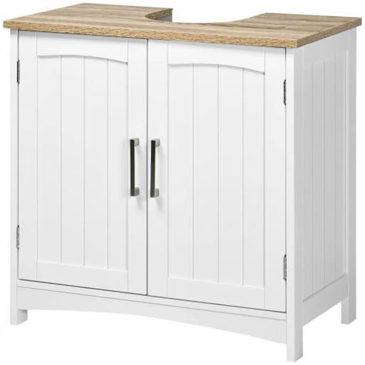 Mueble para Debajo del Lavabo Armario de Suelo para Baño de Madera Estilo Moderno 60x30x60 cm Blanco [8]