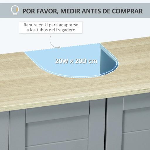 Armario para Debajo de Lavabo Compacto con 2 Puertas y Estante Interior Ajustable Mueble Auxiliar de Almacenamiento para Baño 60x30x60 cm Gris [1]