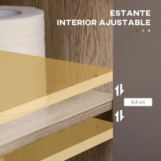 Mueble para Debajo del Lavabo Armario de Baño de Suelo con Puerta Doble y Estante Ajustable 60x30x59,8 cm Roble y Gris [3]