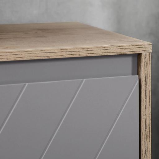 Mueble para Debajo del Lavabo Armario de Baño de Suelo con Puerta Doble y Estante Ajustable 60x30x59,8 cm Roble y Gris [6]