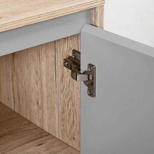Mueble para Debajo del Lavabo Armario de Baño de Suelo con Puerta Doble y Estante Ajustable 60x30x59,8 cm Roble y Gris [7]