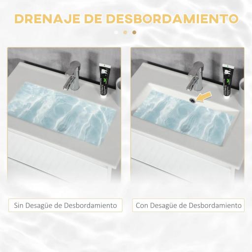 Mueble de Baño con Lavabo Armario de Baño Lavabo de Baño de Cerámica Sintética con 2 Cajones 61x37x88cm Blanco Brillante [4]