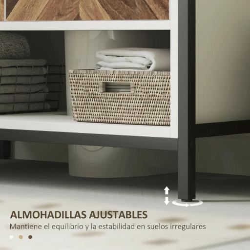 Mueble bajo Lavabo con 2 Puertas y Compartimento Abierto para Lavabo con o sin Pedestal 80x40x60 cm Crema y Nogal [5]