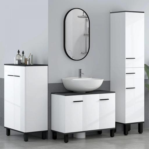 Mueble bajo Lavabo con 2 Puertas y Estantes Ajustables para Lavabo con o sin Pedestal 80x34x60 cm Blanco