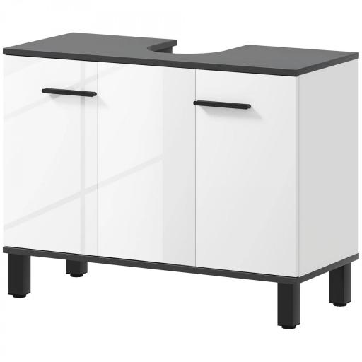 Mueble bajo Lavabo con 2 Puertas y Estantes Ajustables para Lavabo con o sin Pedestal 80x34x60 cm Blanco [9]