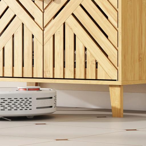 Mueble bajo Lavabo de Bambú con 2 Puertas Lamas y Estante Ajustable para Lavabo sin Pedestal 60x30x60 cm Natural [7]