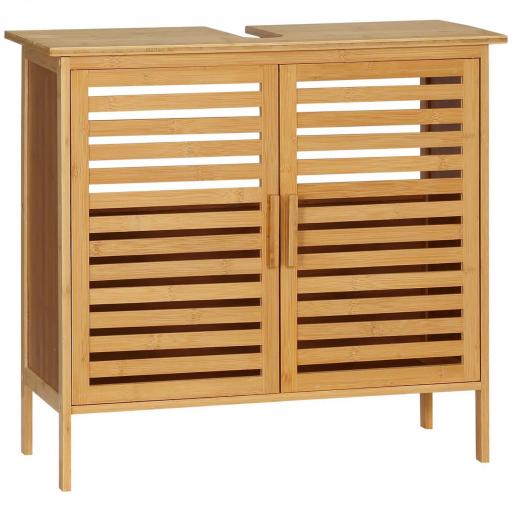 Mueble para Debajo del Lavabo de Bambú Armario de Baño de Suelo con 2 Puertas 66x29x61,5 cm Natural [8]