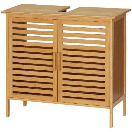 Mueble para Debajo del Lavabo de Bambú Armario de Baño de Suelo con 2 Puertas 66x29x61,5 cm Natural [9]