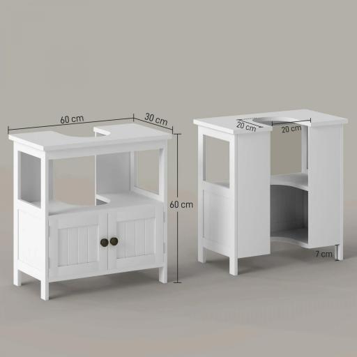 Mueble para Debajo del Lavabo con 2 Puertas y Estante Abierto Mueble para Lavabo con Pie 60x30x60 cm Blanco [1]
