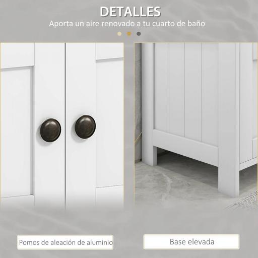 Mueble para Debajo del Lavabo con 2 Puertas y Estante Abierto Mueble para Lavabo con Pie 60x30x60 cm Blanco [4]