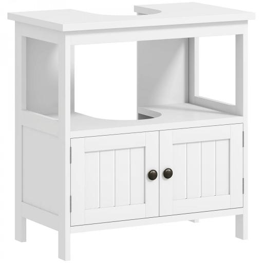 Mueble para Debajo del Lavabo con 2 Puertas y Estante Abierto Mueble para Lavabo con Pie 60x30x60 cm Blanco [8]