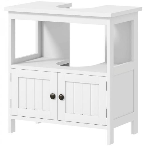 Mueble para Debajo del Lavabo con 2 Puertas y Estante Abierto Mueble para Lavabo con Pie 60x30x60 cm Blanco [9]