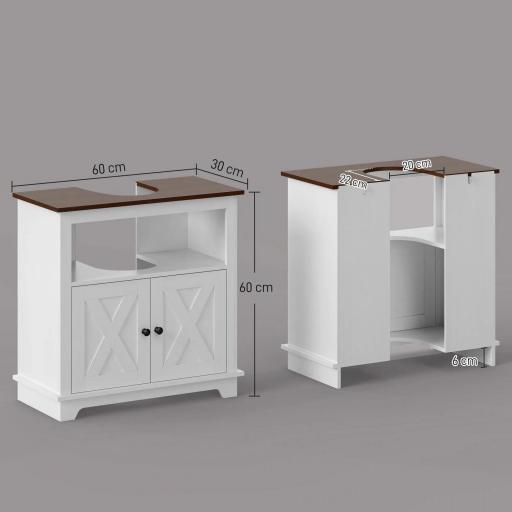 Mueble para Debajo del Lavabo de Madera Armario de Baño de Suelo Mueble Bajo Lavabo Pie con 2 Puertas 60x30x60 cm Blanco [1]