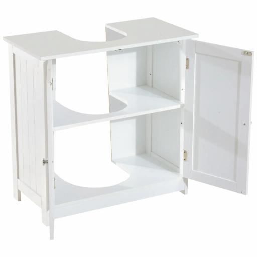 Mueble bajo Lavabo, Mueble de Baño con 2 Puertas y Estante Ajustable, Armario de Baño para Lavabo con o sin Pedestal, Estilo Moderno, 60x30x60 cm Blanco [6]