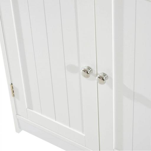 Mueble bajo Lavabo, Mueble de Baño con 2 Puertas y Estante Ajustable, Armario de Baño para Lavabo con o sin Pedestal, Estilo Moderno, 60x30x60 cm Blanco [4]