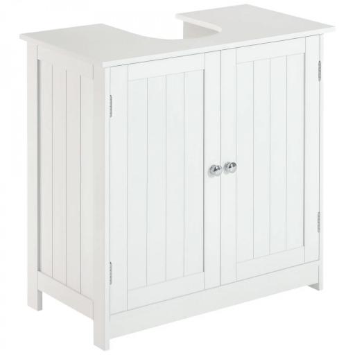 Mueble bajo Lavabo, Mueble de Baño con 2 Puertas y Estante Ajustable, Armario de Baño para Lavabo con o sin Pedestal, Estilo Moderno, 60x30x60 cm Blanco [8]