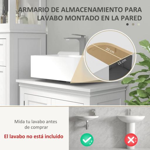 Mueble para Debajo de Lavabo Moderno Mueble de Baño con Estante Ajustable y Puertas Magnéticas 60x30x60 cm Blanco [2]