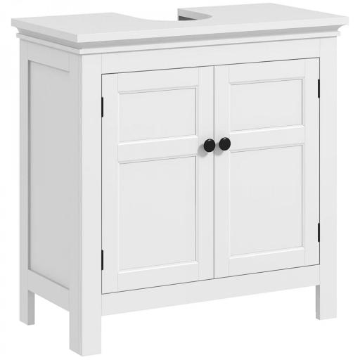 Mueble para Debajo de Lavabo Moderno Mueble de Baño con Estante Ajustable y Puertas Magnéticas 60x30x60 cm Blanco [7]