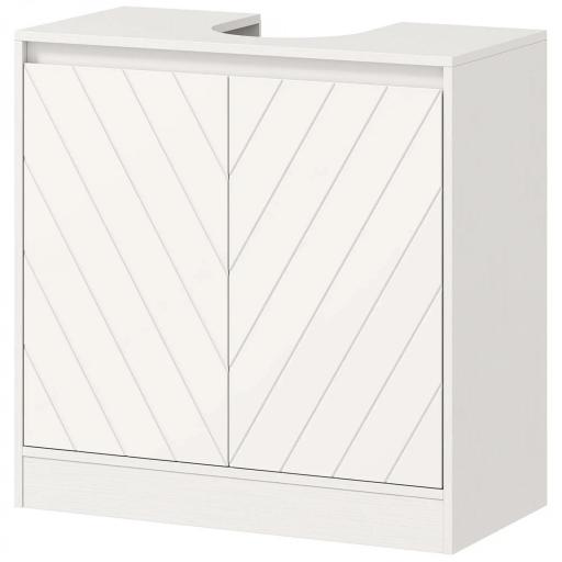 Mueble Bajo Lavabo Mueble de Baño con 2 Puertas Estante Ajustable para Lavabos con o sin Pedestal 60x30x59,8 cm Blanco [8]