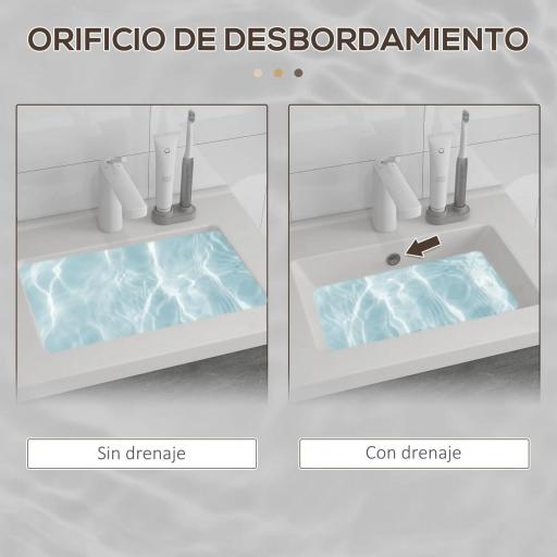 Mueble de Baño con Lavabo Cerámico Armario Bajo de Lavabo de Pared con 2 Puertas Estante Ajustable 60x45,5x60 cm Gris [3]