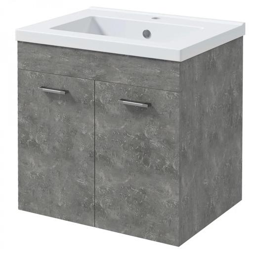 Mueble de Baño con Lavabo Cerámico Armario Bajo de Lavabo de Pared con 2 Puertas Estante Ajustable 60x45,5x60 cm Gris [7]