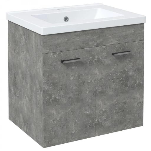 Mueble de Baño con Lavabo Cerámico Armario Bajo de Lavabo de Pared con 2 Puertas Estante Ajustable 60x45,5x60 cm Gris [8]