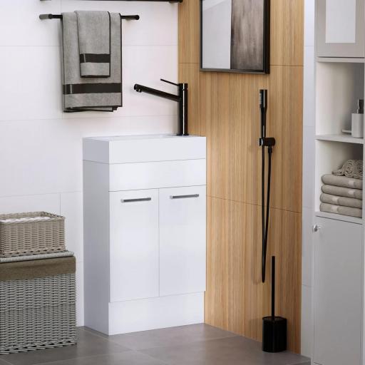 Mueble de Baño con Lavabo Cerámico con 2 Puertas Estilo Moderno Carga 50 kg 50x86x25 cm Blanco