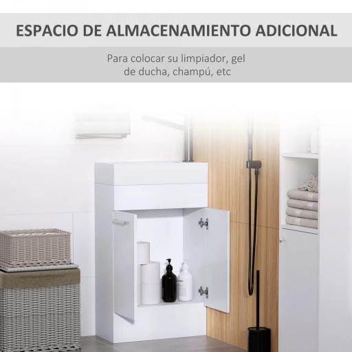 Mueble de Baño con Lavabo Cerámico con 2 Puertas Estilo Moderno Carga 50 kg 50x86x25 cm Blanco [1]