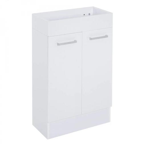 Mueble de Baño con Lavabo Cerámico con 2 Puertas Estilo Moderno Carga 50 kg 50x86x25 cm Blanco [7]