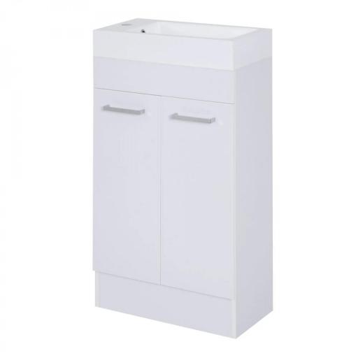 Mueble de Baño con Lavabo Cerámico con 2 Puertas Estilo Moderno Carga 50 kg 50x86x25 cm Blanco [9]