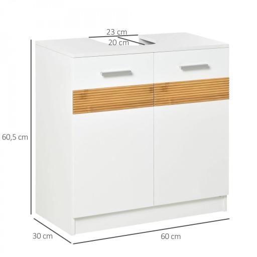 Mueble para Debajo del Lavabo Armario Baño de Suelo de Madera con 2 Puertas y Estante Interior Estilo Moderno 60x30x60,5 cm Blanco [1]