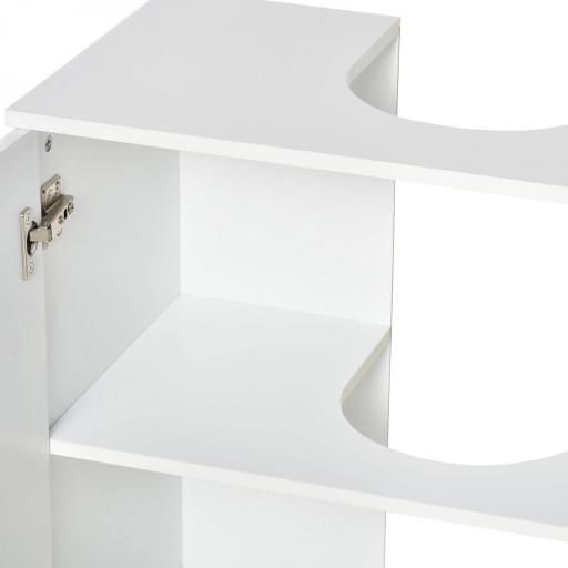 Mueble para Debajo del Lavabo Armario Baño de Suelo de Madera con 2 Puertas y Estante Interior Estilo Moderno 60x30x60,5 cm Blanco [5]